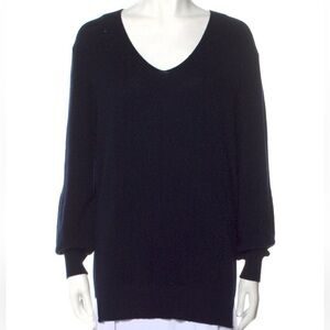 Max Mara Weekend Women’s Small Blue 100% Virgin Wool V-Neck Sweater Pullover